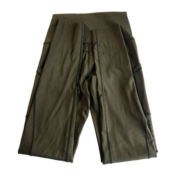 Aerie Offline Goals Hi Rise Long Inseam Olive Green Leggings With Pockets Sz XS - Picture 6 of 10